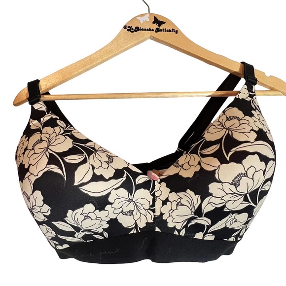 PINK Victoria's Secret Other - VS Pink Wear Every wear Wide Band Wireless T-Shirt Bra Black Floral 38DDD